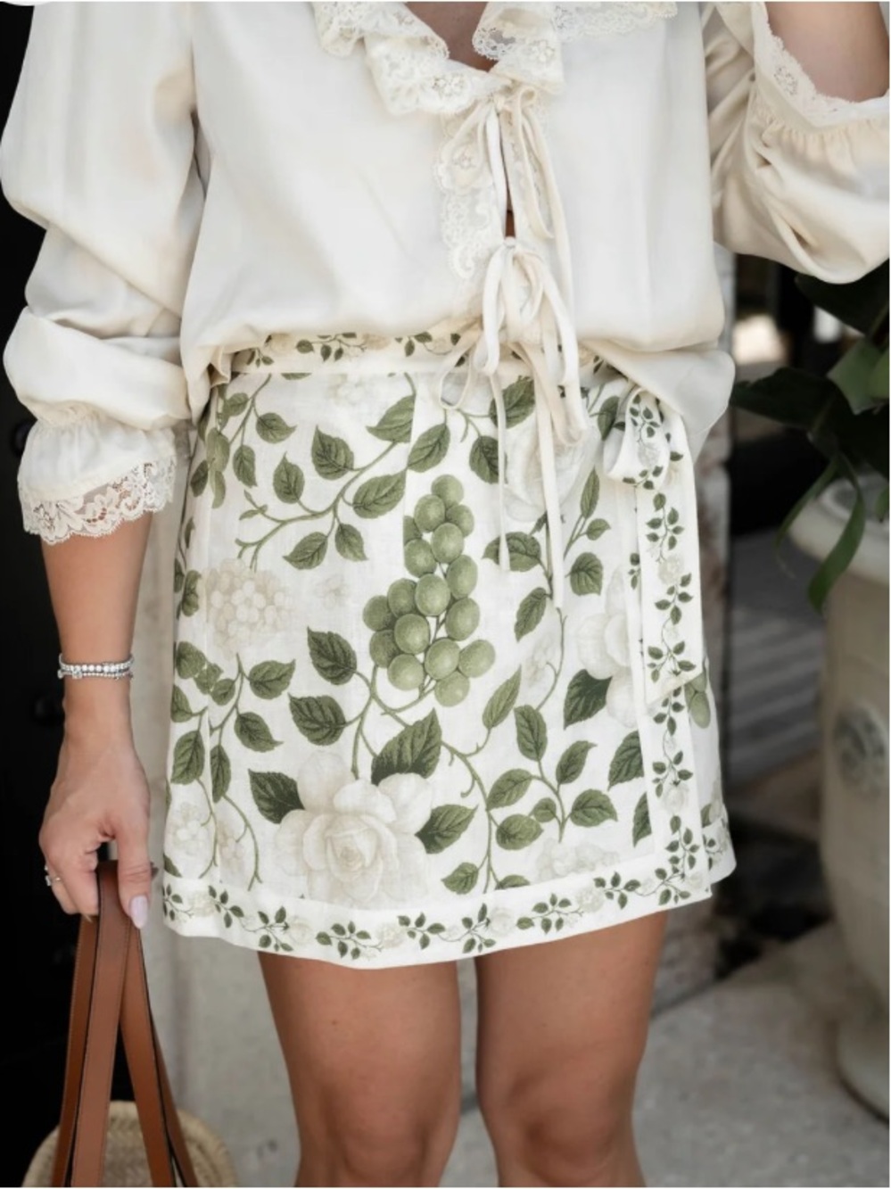 Hermoza Linen Wrap Skirt Floral